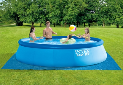 Attēls no Intex | Easy Set Pool Set with Filter Pump, Safety Ladder, Ground Cloth, Cover | Blue