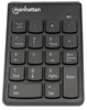 Picture of Manhattan Numeric Keypad, Wireless (2.4GHz), USB-A Micro Receiver, 18 Full Size Keys, Black, Membrane Key Switches, Auto Power Management, Range 10m, AAA Battery (included), Windows and Mac, Three Year Warranty, Blister