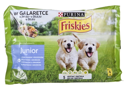 Picture of FRISKIES Junior Chicken with Peas - wet dog food - 4x100g