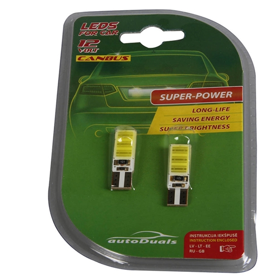 Picture of Autospuldzes LED T10 Canbus COB baltas 2gab.