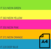 Picture of Color Neon paper Double A, 75g, A4, 500 sheets, Rainbow 4, 5 Neon Colors