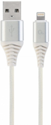 Изображение Gembird Premium Cotton Braided USB to 8-pin 2m Silver / White