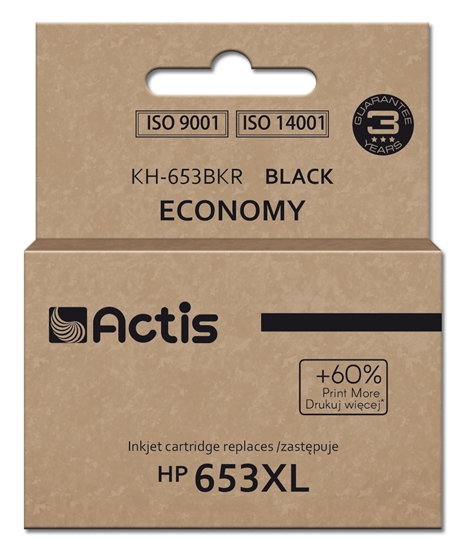 Picture of Actis KH-653BKR Ink Cartridge (replacement for HP 653XL 3YM75AE; Premium; 20ml; 575 pages; black)