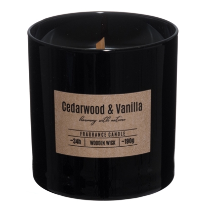 Attēls no Svece arom. with wooden wick Cedarwood & Vanilla 34h