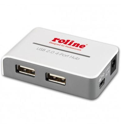 Изображение ROLINE USB 2.0 Hub "Black and White", 4 Ports, with Power Supply