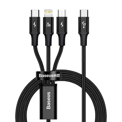 Picture of Kabel USB Baseus USB-C - USB-C + microUSB + Lightning 1.5 m Czarny (CAMLT-SC01)