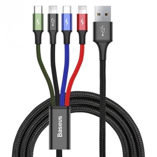 Picture of Kabel USB Baseus USB-A - USB-C + microUSB + 2x Lightning 1.2 m Czarny (CA1T4-A01)
