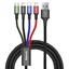 Изображение Kabel USB Baseus USB-A - USB-C + microUSB + 2x Lightning 1.2 m Czarny (CA1T4-A01)