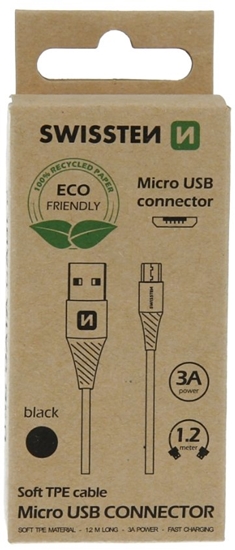 Picture of Swissten Eco Friendly Fast Charge 3A Micro USB Data and Charging Cable 1.2m