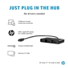 Picture of HP USB-C to USB-A Hub - 1 x USB 2.0, 2 x USB 3.1 (1 x doubles as charging port for mobile devices), 1 year