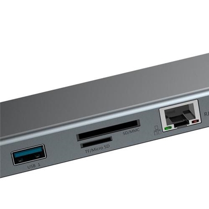 Изображение Baseus CATSX-G0G 10in1 Dock Station For MacBook / 2 x HDMI / 3 x USB 3.0 / USB-C / RJ45 / SD / Micro SD / VGA / PD