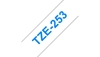 Изображение Brother labelling tape TZE-253 white/blue 24 mm