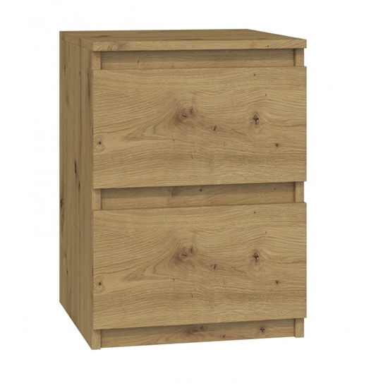 Picture of M2 Malwa bedside table 2 drawers Oak Artisan