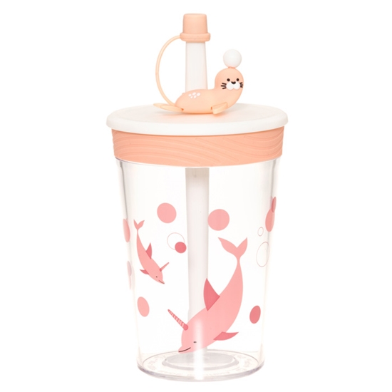 Picture of Krūze ar salmiņu ronis, rozā 450ml