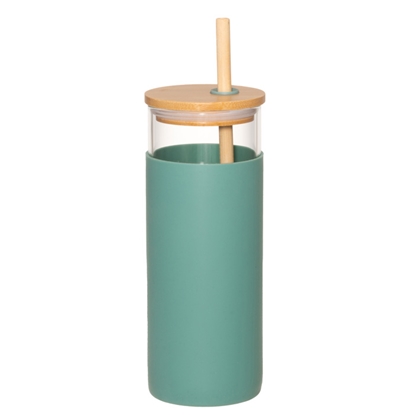 Attēls no Krūze ar salmiņu stikla 480ml zaļa