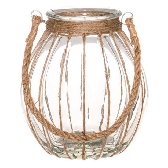Picture of Svečturis-laterna 4Living stikla bumba virvēs 22x24cm