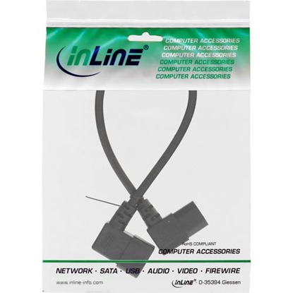 Attēls no Kabel zasilający InLine InLine Przedłużacz od zasilania monitora - C13 - C14 - czarny - 3m - kątowy