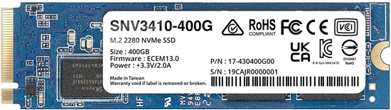 Picture of SSD|SYNOLOGY|SNV3400|400GB|M.2|PCIE|NVMe|Write speed 750 MBytes/sec|Read speed 3000 MBytes/sec|TBW 491 TB|MTBF 1800000 hours|SNV3410-400G