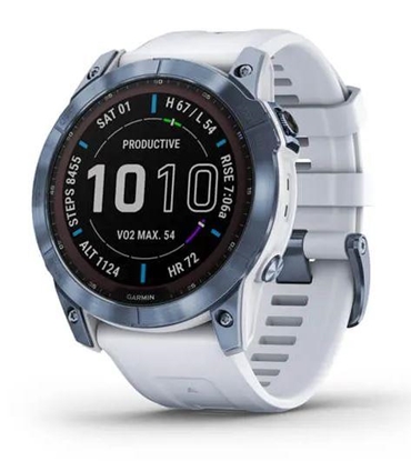 Attēls no Smart watch Garmin Fenix 7X Sapphire Solar Edition Mineral Blue DLC Titanium/Whitestone Band 51mm