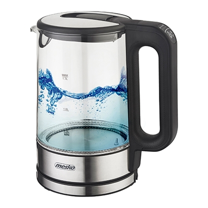 Picture of Mesko | Kettle | MS 1301b | Electric | 1850 W | 1.7 L | Glass/Stainless steel | 360° rotational base | Black