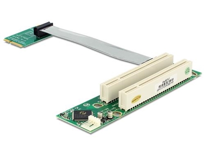 Picture of Delock Riser Card Mini PCI Express  2 x PCI 32 Bit 5 V with flexible cable 13 cm left insertion