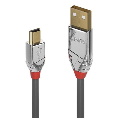 Attēls no Lindy 1m USB 2.0 Type A to Mini-B Cable, Cromo Line