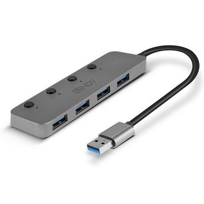Attēls no Lindy 4 Port USB 3.0 Hub with On/Off Switches