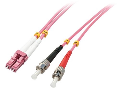 Picture of Lindy 46350 fibre optic cable 1 m LC ST OM4 Pink
