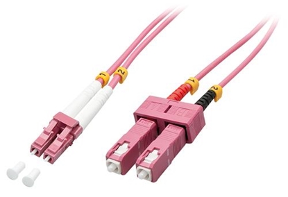 Picture of Lindy 46360 fibre optic cable 1 m LC SC OM4 Pink