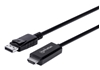 Изображение Manhattan DisplayPort 1.2 to HDMI Cable, 4K@60Hz, 1.8m, Male to Male, DP With Latch, Black, Not Bi-Directional, Three Year Warranty, Polybag