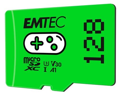Attēls no EMTEC MicroSD Card 128GB SDXC CL.10 UHS1 U3 V30 A1 Gaming