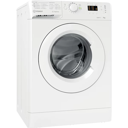 Attēls no INDESIT | MTWA 71252 W EE | Washing machine | Energy efficiency class E | Front loading | Washing capacity 7 kg | 1200 RPM | Depth 54 cm | Width 59.5 cm | Display | LED | White
