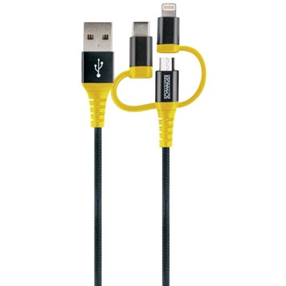 Picture of Kabel USB Schwaiger USB-A - USB-C + microUSB + Lightning 1.2 m Czarno-żółty (WKUU310511)