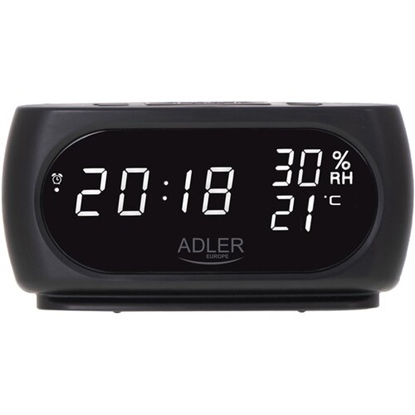 Obrazek Adler Clock with Thermometer AD 1186 Black
