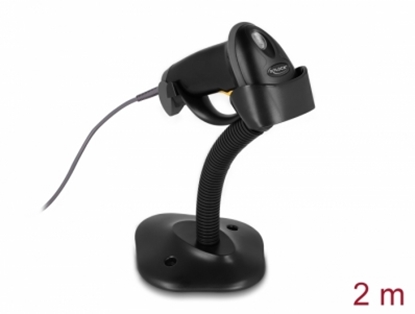Picture of Delock USB Barcode Scanner 1D with connection cable and stand - Laser - black