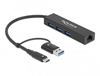 Picture of Delock 3 Port USB 3.2 Gen 1 Hub + Gigabit LAN with USB Type-C™ or USB Type-A connector