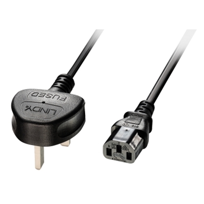 Attēls no UK 3 Pin Plug to IEC C13 Mains Power Cable, 3m