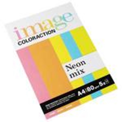Attēls no Krāsains papirs IMAGE C. NEON Mix A4/80g/m2 5 krāsas x10lap.