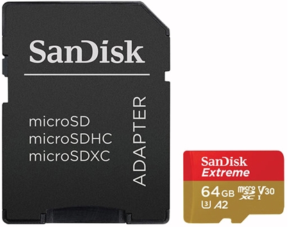 Attēls no SanDisk Extreme 64GB microSDXC + Adapter
