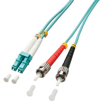 Изображение Lindy 3.0m OM3 LC - ST Duplex fibre optic cable 3 m Turquoise