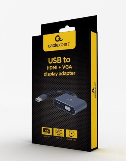 Изображение Gembird USB to HDMI + VGA Display Adapter Space Grey