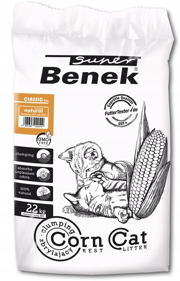 Изображение SUPER BENEK Corn Classic Corn cat litter Natural, Clumping 35 l