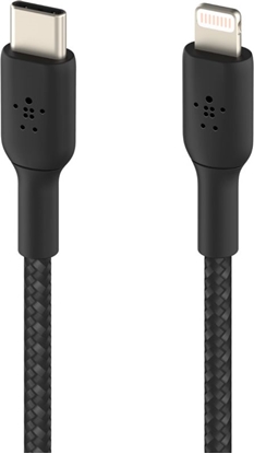 Изображение Belkin Lightning/USB-C Cable 1m braided, mfi cert., black