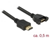 Picture of Delock Cable HDMI-A male > HDMI-A female panel-mount 4K 30 Hz 0.5 m