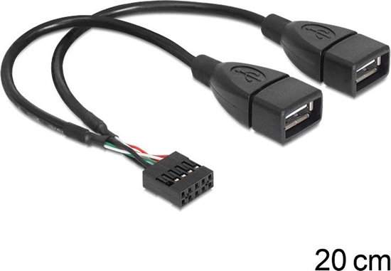Изображение Delock USB Cable Pin header female > 2 x USB 2.0 type-A female 20 cm