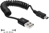 Picture of Delock Cable USB 2.0-A male > USB mini male coiled cable