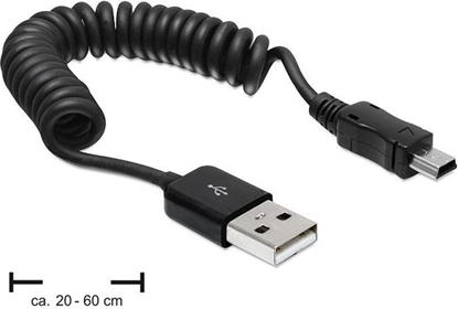 Attēls no Delock Cable USB 2.0-A male > USB mini male coiled cable