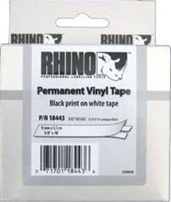 Изображение Dymo Rhino Label IND, Vinyl 9 mm x 5,5 m black to white