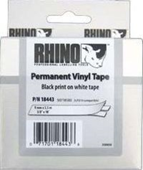 Picture of Dymo Rhino Label IND, Vinyl 9 mm x 5,5 m black to white