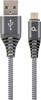 Picture of Gembird USB Male - Micro USB Male Premium cotton braided 2m Space Grey/White